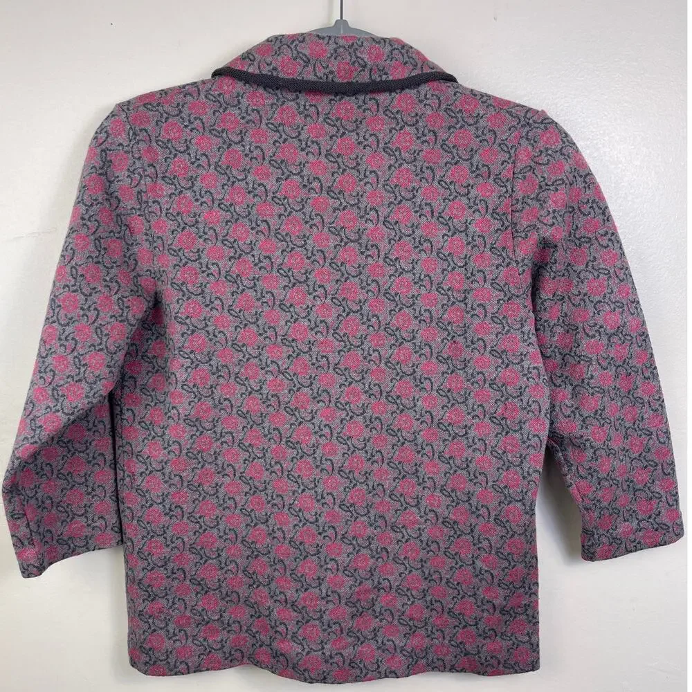 Komatsu Store Ginza Tokyo Women's Japanese Pink and Grey Floral Jacket - Picture 2 of 4